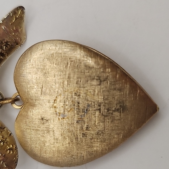 Vintage Gold Tone Heart Locket Brooch - Picture 7 of 9